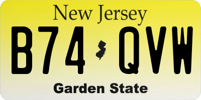 NJ license plate B74QVW