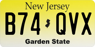 NJ license plate B74QVX