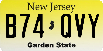 NJ license plate B74QVY
