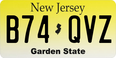 NJ license plate B74QVZ