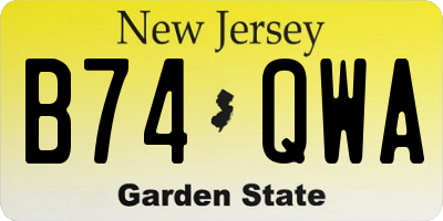 NJ license plate B74QWA