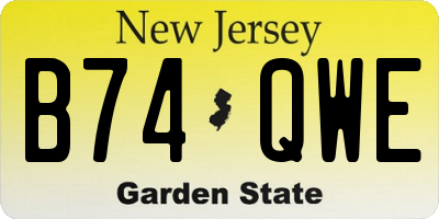 NJ license plate B74QWE
