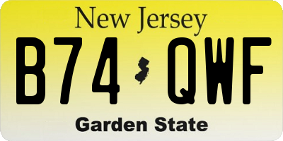 NJ license plate B74QWF