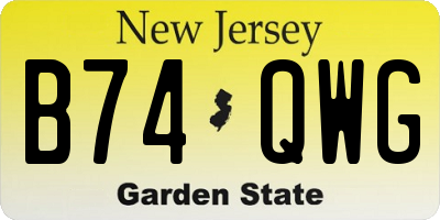 NJ license plate B74QWG