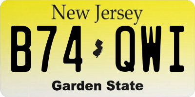 NJ license plate B74QWI