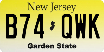 NJ license plate B74QWK