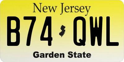NJ license plate B74QWL