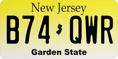 NJ license plate B74QWR