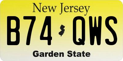 NJ license plate B74QWS