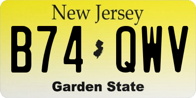 NJ license plate B74QWV