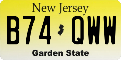NJ license plate B74QWW