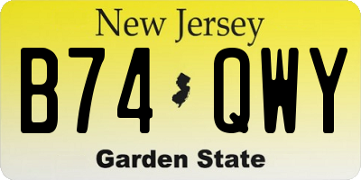 NJ license plate B74QWY