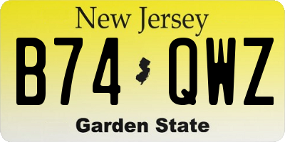 NJ license plate B74QWZ