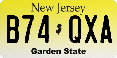 NJ license plate B74QXA