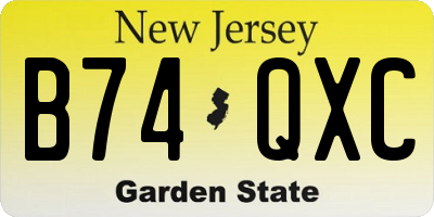 NJ license plate B74QXC