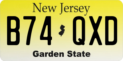 NJ license plate B74QXD