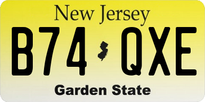 NJ license plate B74QXE