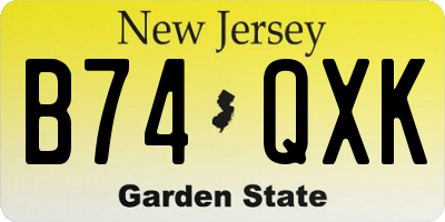 NJ license plate B74QXK