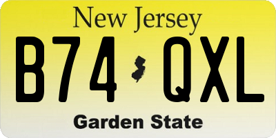 NJ license plate B74QXL