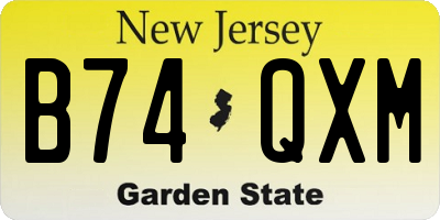 NJ license plate B74QXM