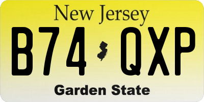 NJ license plate B74QXP
