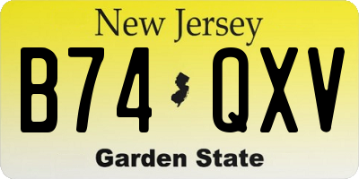 NJ license plate B74QXV