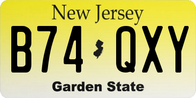 NJ license plate B74QXY