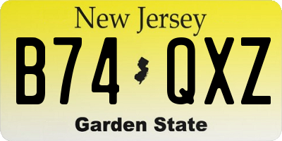 NJ license plate B74QXZ