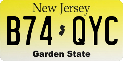 NJ license plate B74QYC