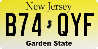 NJ license plate B74QYF