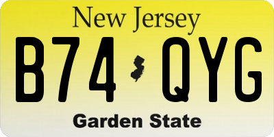 NJ license plate B74QYG