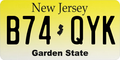 NJ license plate B74QYK