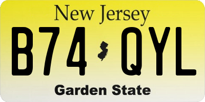 NJ license plate B74QYL