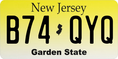 NJ license plate B74QYQ