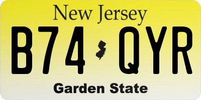 NJ license plate B74QYR