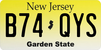 NJ license plate B74QYS
