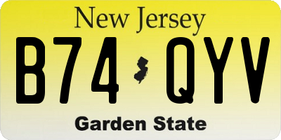 NJ license plate B74QYV