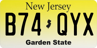 NJ license plate B74QYX
