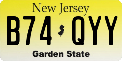 NJ license plate B74QYY