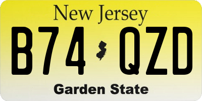 NJ license plate B74QZD