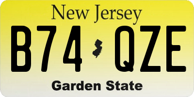 NJ license plate B74QZE
