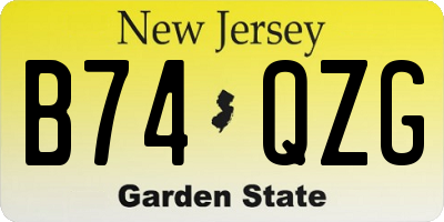 NJ license plate B74QZG