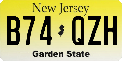 NJ license plate B74QZH