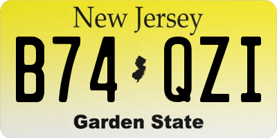 NJ license plate B74QZI
