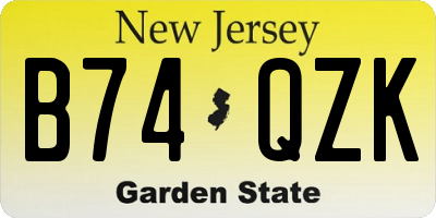 NJ license plate B74QZK