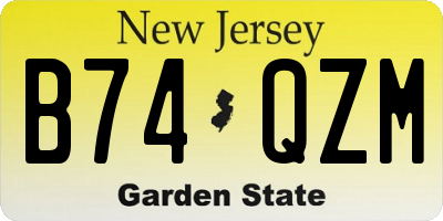 NJ license plate B74QZM