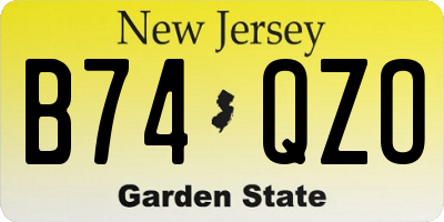 NJ license plate B74QZO