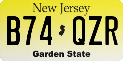 NJ license plate B74QZR