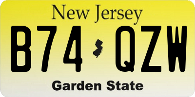 NJ license plate B74QZW