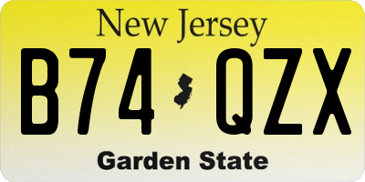 NJ license plate B74QZX